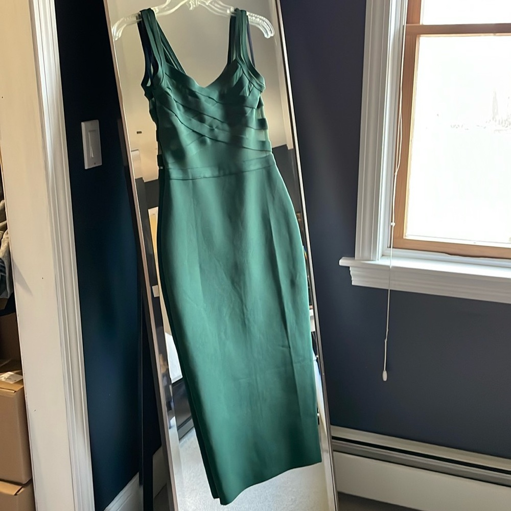 Qunita Sheer Midi Bandage Dress - Green l M